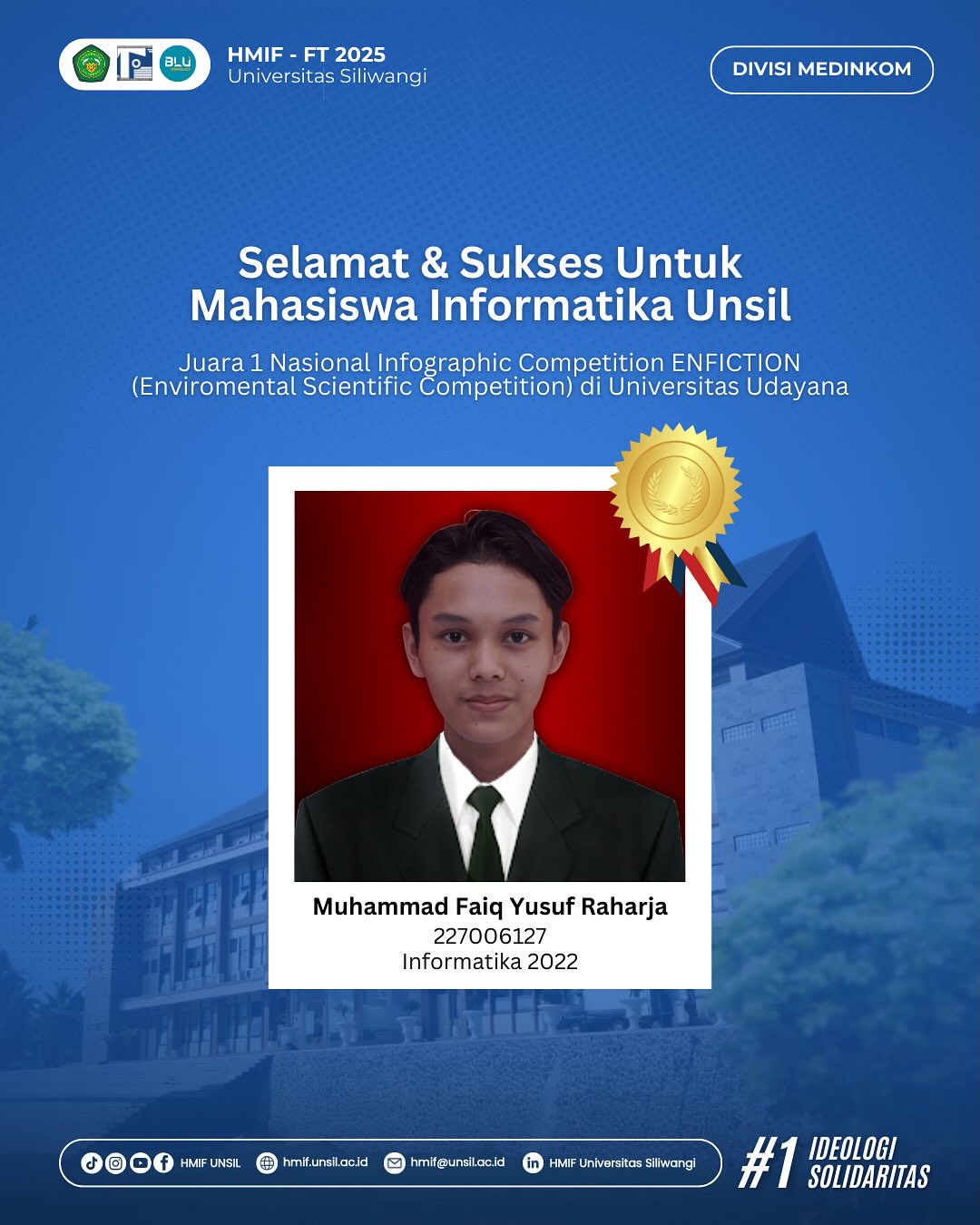 Mahasiswa Informatika Universitas Siliwangi Raih Juara 1 Nasional Infographic Competition ENFICTION 2025!